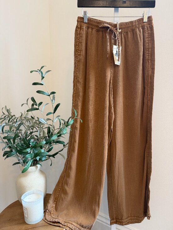EASEL Pants - EASEL MINERAL WASHED TENCEL PANTS 100% TENCEL